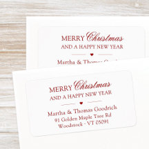 Elegante Script Merry Christmas Red Return Endereç