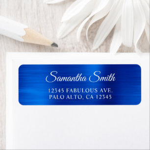 Etiqueta Elegante Script Metalizado Azul Real