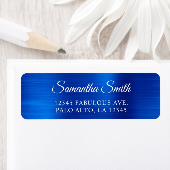 Etiqueta Elegante Script Metalizado Azul Real (Insitu)