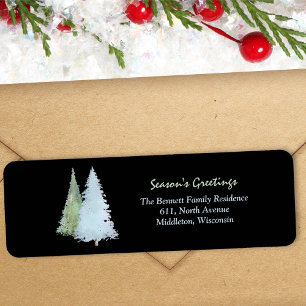 Etiqueta Elegante Seasons Saudações Pine Tree Endereço de D