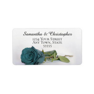 Etiqueta Elegante Teal Turquoise Rosa Casamento