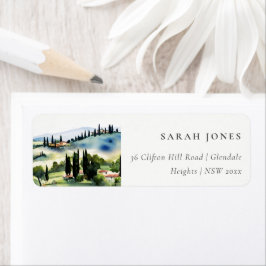 Etiqueta Elegante Toscana Itália Watercolor Endereço de Pai