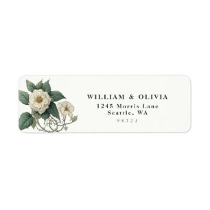 Etiqueta Elegante Vintage Botanical Wedding Endereço de Dev