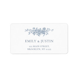 Etiqueta Elegante Vintage Floral Blue Casamento