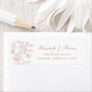Etiqueta Elegante Vintage Floral Blush Pink Endereço de Cas