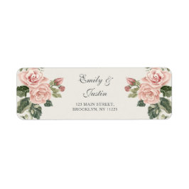 Etiqueta Elegante Watercolor Blush Pink Rose Endereço de Ca