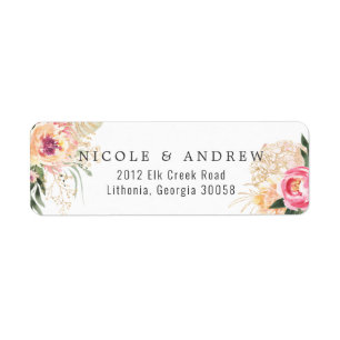Etiqueta Elegante Watercolor Peony Casamento Floral Rosa
