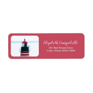 Etiqueta Elegante West Quoddy Coral Lighthouse Endereço
