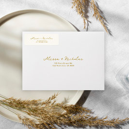 Etiqueta Elegante Whimsical Beige & Dourado Address