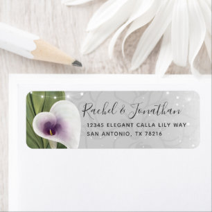 Etiqueta Elegante White e Purple Calla Lily Endereço de Re