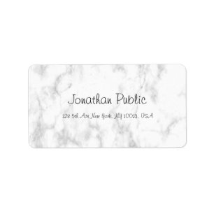 Etiqueta Elegante White Marble Script Luxury Tendência Mode