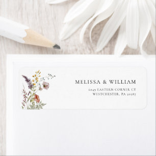 Etiqueta Elegante Wildflower Watercolor Endereço de Devoluç