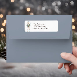 Etiqueta Elegante Winter Blue Nutcracker Return Address