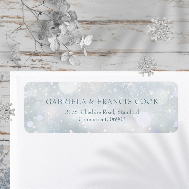 Etiqueta Elegante Winter Snowflakes Endereço de Devolução (Elegant Winter Snowflakes Return Address Label)
