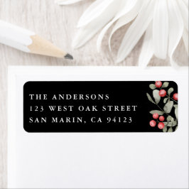 Etiqueta Elegante Winter Watercolor Botanic Return Endereço