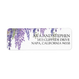 Etiqueta Elegante Wisteria tree floral roxo