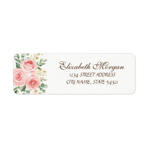 Etiqueta Elegantes rótulos de endereço rosas cor-de-rosa de