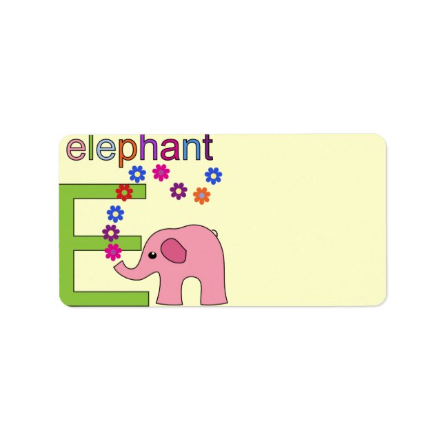 Etiqueta Elephant Letter E Address Label (Frente)