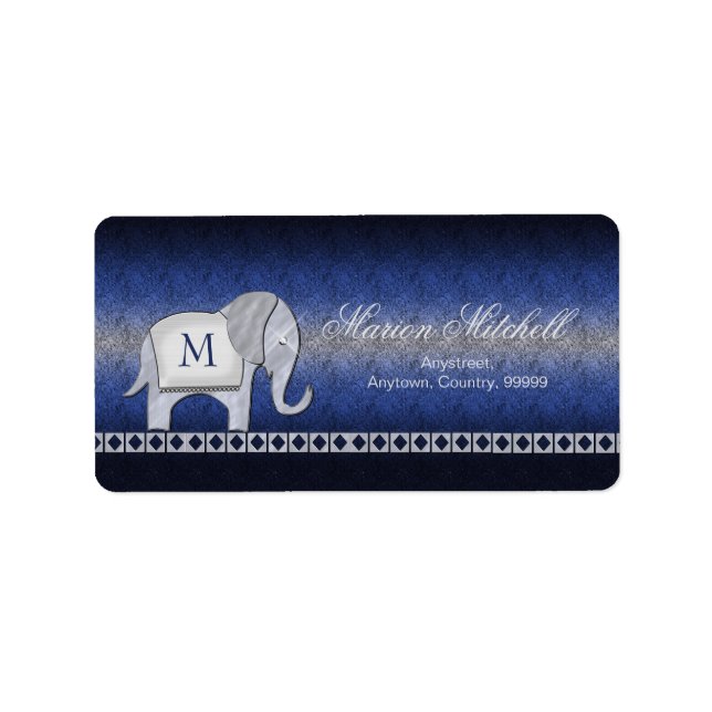 Etiqueta Elephant Walk Monograma Silver/Blue ID390 (Frente)