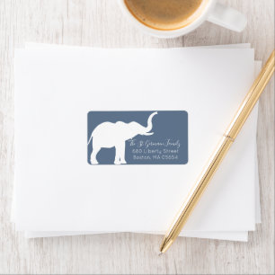 Etiqueta Elephant White Silhouette Blue Return Address
