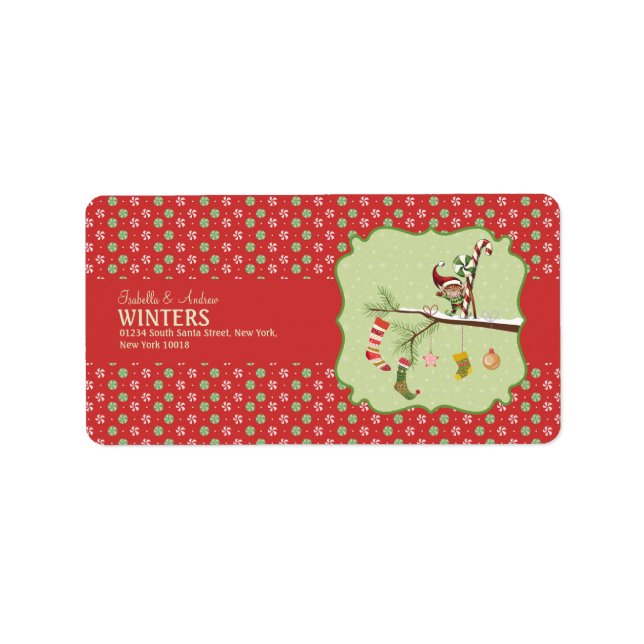 Etiqueta Elf Bonito e Meias de Natal (Frente)