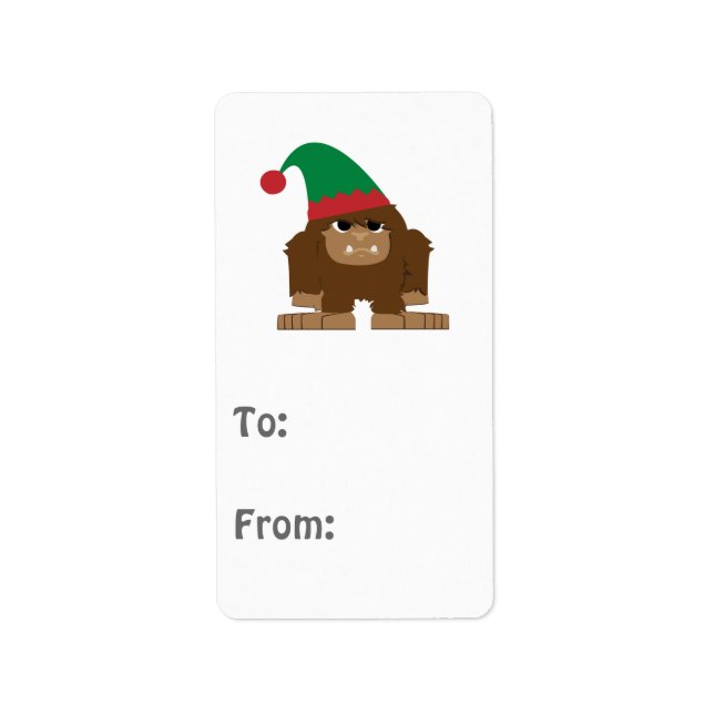 Etiqueta Elf de Natal Bonito Sasquatch (Frente)