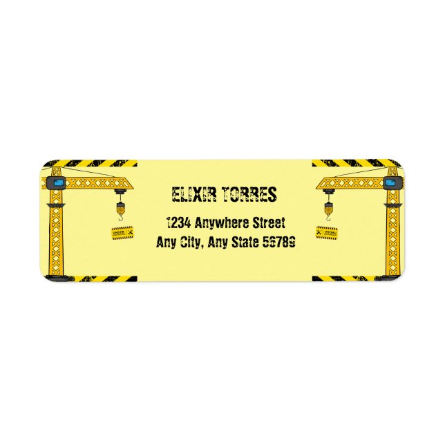 Etiqueta Em Construção, Chá de fraldas de gruas torres (Frente)