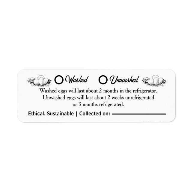Etiqueta Embalagem de Caixa de Ovos de Galinha Lavados Não  (Frente)