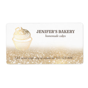 Etiqueta Embalagem de cupcakes caseiros com brilho Dourado