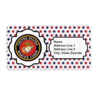 Etiqueta Emblema do USMC com as estrelas vermelhas, brancas