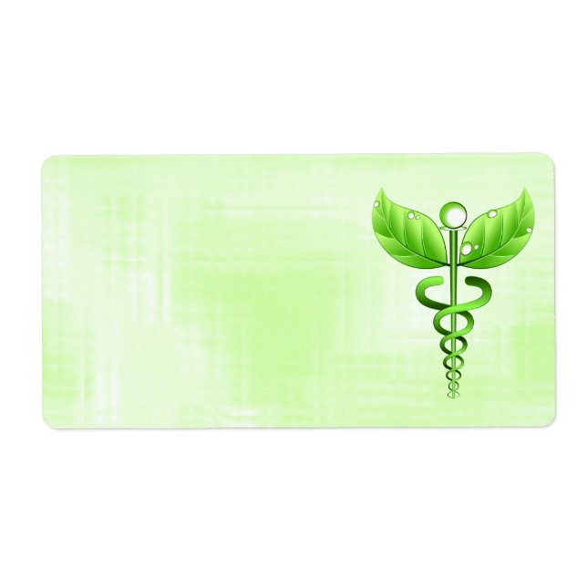 Etiqueta Emblema médico do Caduceus do verde da medicina de (Frente)