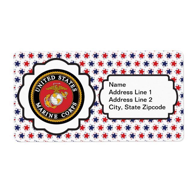 Etiqueta Emblema USMC com estrelas vermelhas, brancas e azu (Frente)