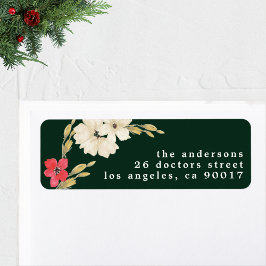 Etiqueta emerald classic watercolor floral Return Address