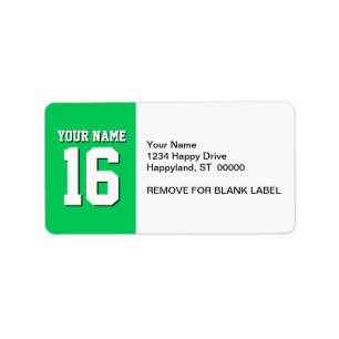 Etiqueta Emerald Green Sports Team Jersey