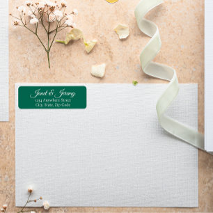 Etiqueta Emerald Green Stylized Name Wedding Return Address