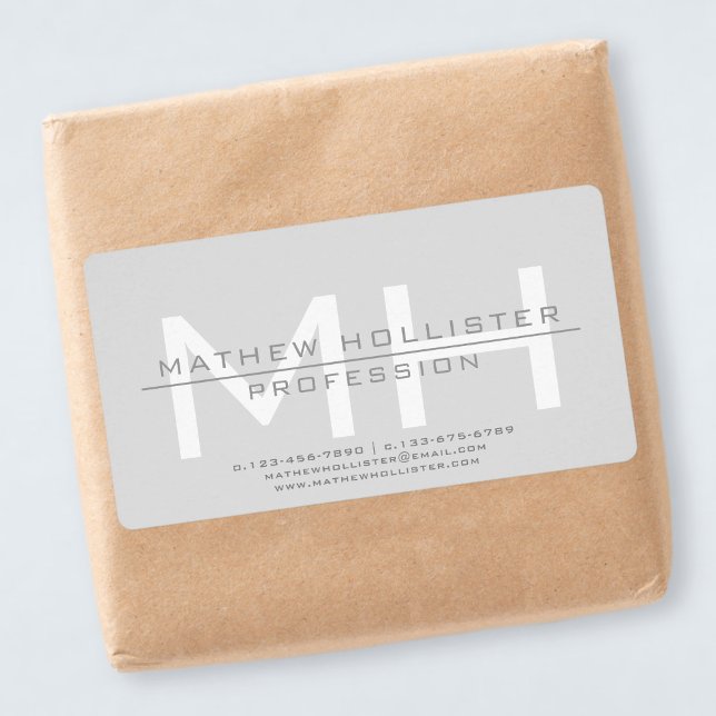 Etiqueta Empresas Cinzas monogramas, homens (Criador carregado)