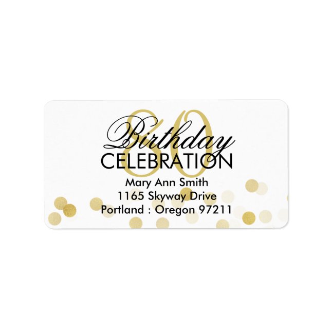 Etiqueta Endereço 80 Birthday Gold Foil Glitter Lights (Frente)