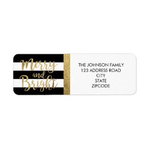 Etiqueta Endereço "alegre & brilhante" da listra preta &