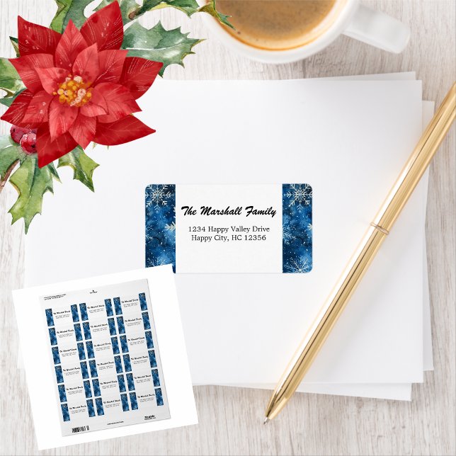 Etiqueta Endereço Blue Snowflakes (Blue Snowflakes Address Label)
