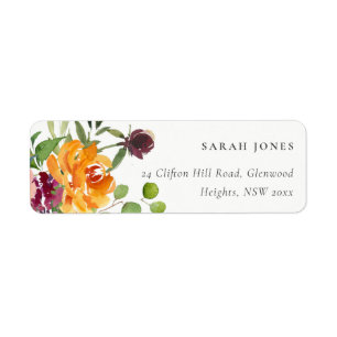 ETIQUETA ENDEREÇO BRIGHT BLUSH YELLOW ORANGE FLORAL BUNCH