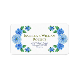 Etiqueta Endereço Caseiro Elegante Blue Dahlia