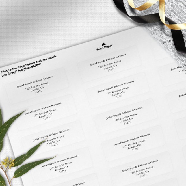 Etiqueta Endereço Clássico de Casamento Branco e Preto (Criador carregado)