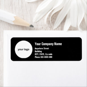 Etiqueta endereço comercial do logotipo branco preto simple