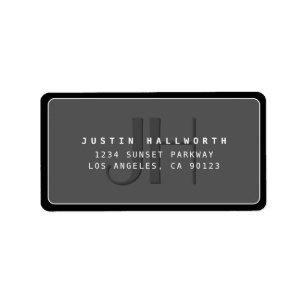 Etiqueta Endereço Comercial em Monograma do Modern Faux