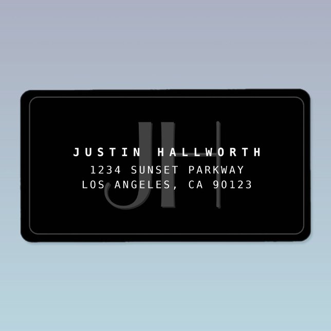 Etiqueta Endereço Comercial em Monograma do Modern Faux (Criador carregado)