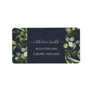 Etiqueta ENDEREÇO DA COR DA FOLIAGEM VERDE DO marinho