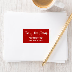 Etiqueta Endereço da Família Personalizada de Natal Vermelh