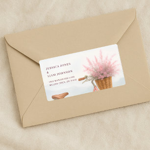 Etiqueta Endereço da Festa de Noivado com Bicicleta Vintage