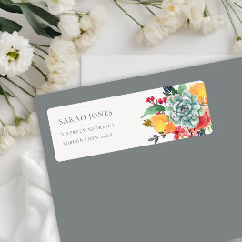 ETIQUETA ENDEREÇO DE ALUGUER FLORAL SUCCULENTE ANTLER BOHEM