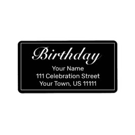 Etiqueta Endereço de Aniversário Branco Minimalista Moderno